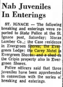 Moosewood Inn (Careys Motel & Cabins) - Nov 1966 Break-In